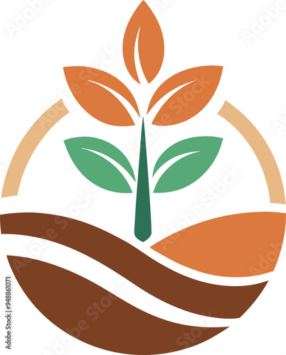 Plant seed logo, reforestation logo go green vector line art illustration