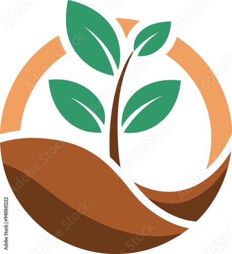 Plant seed logo, reforestation logo go green vector line art illustration