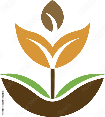 Plant seed logo, reforestation logo go green vector line art illustration