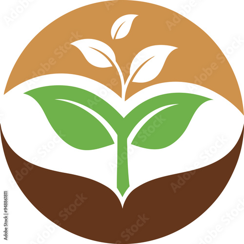 Plant seed logo, reforestation logo go green vector line art illustration