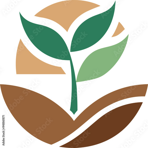 Plant seed logo, reforestation logo go green vector line art illustration