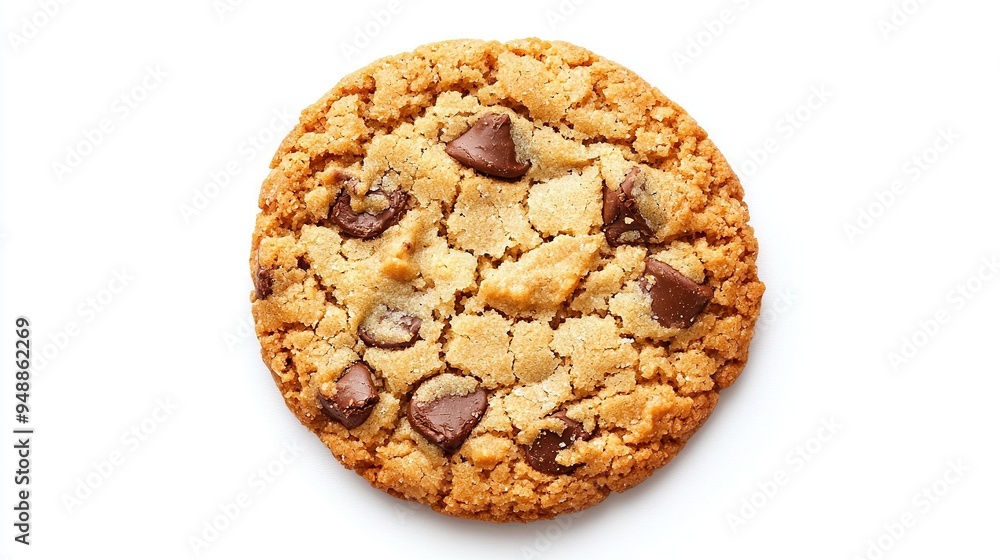 A chocolate chip cookie on a white background with a bite taken out A chocolate chip cookie on a white background with a bite taken out