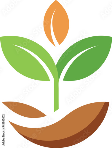 Plant seed logo, reforestation logo go green vector line art illustration