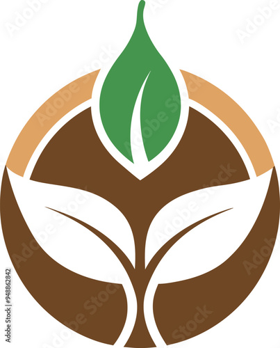 Plant seed logo, reforestation logo go green vector line art illustration