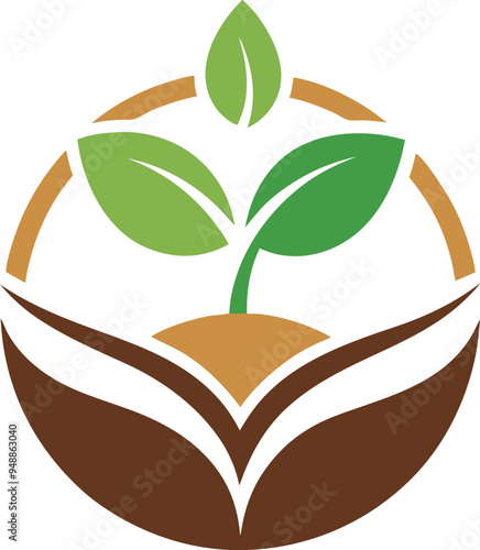 Plant seed logo, reforestation logo go green vector line art illustration
