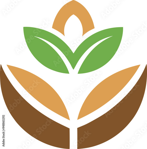 Plant seed logo, reforestation logo go green vector line art illustration