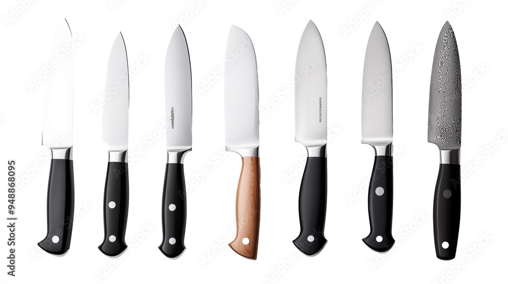 Set of assorted kitchen knives isolated on transparent background Set of assorted kitchen knives isolated on transparent background