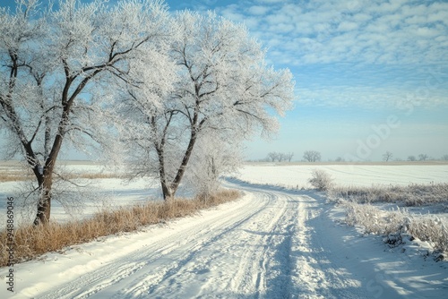 Nebraska Winter. Snowy Landscape Amidst Climate Change and Global Warming Concerns