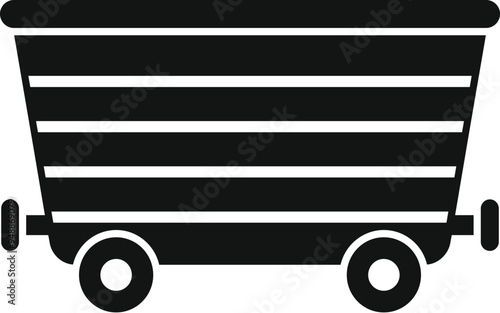 Simple vector icon depicting a mine cart, often used in association with coal mining and industrial activities