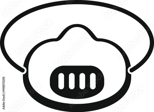 Simple black icon of a medical or industrial respiratory face mask with filter
