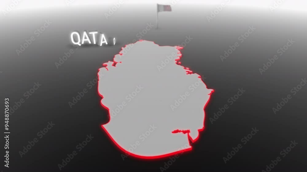 3d animated map of Qatar gets hit and fractured by the text “Recession” 3d animated map of Qatar gets hit and fractured by the text “Recession”