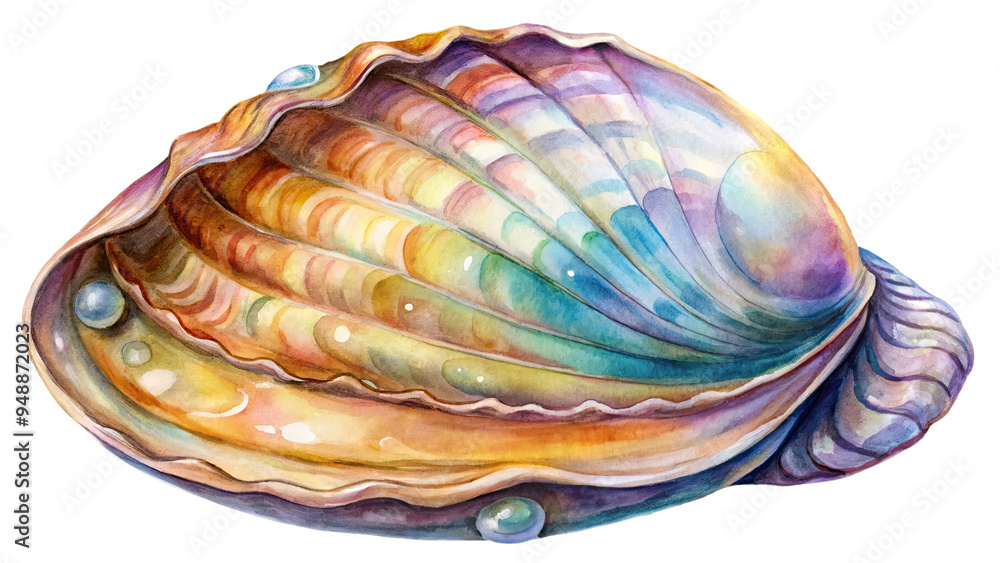Fototapeta premium Colorful seashell with intricate patterns and shiny surface isolated with transparent background.