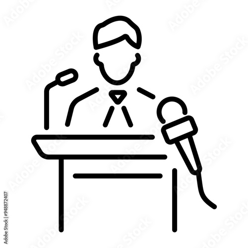 A line style icon of spokesperson 