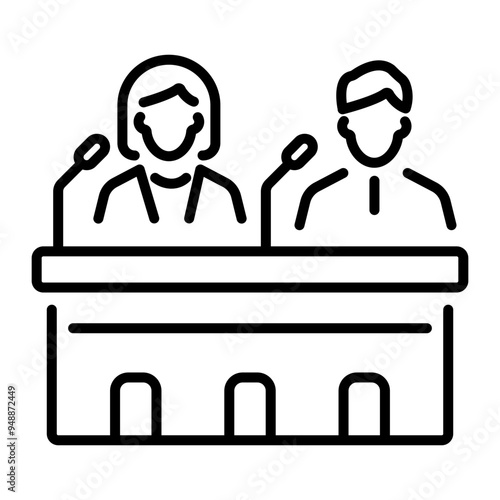 An outline style icon of panel discussion 
