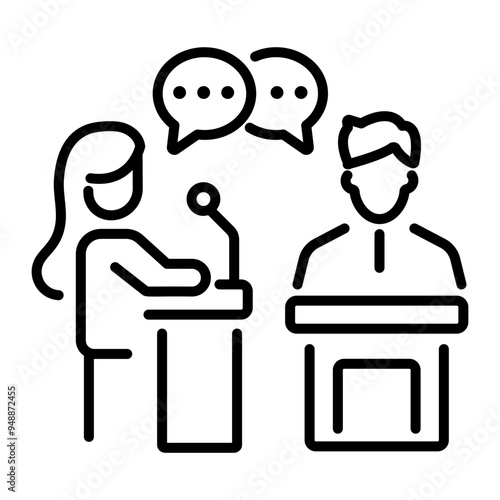 An outline style icon of debate 