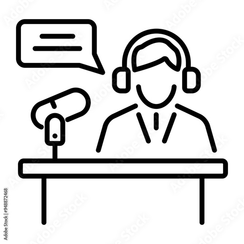 Podcast host icon in linear style