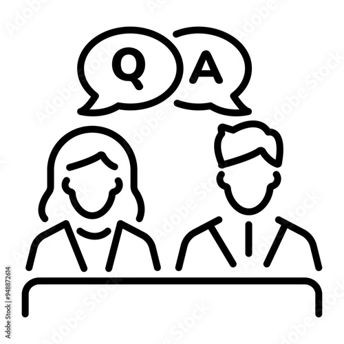 Qa session icon in linear style