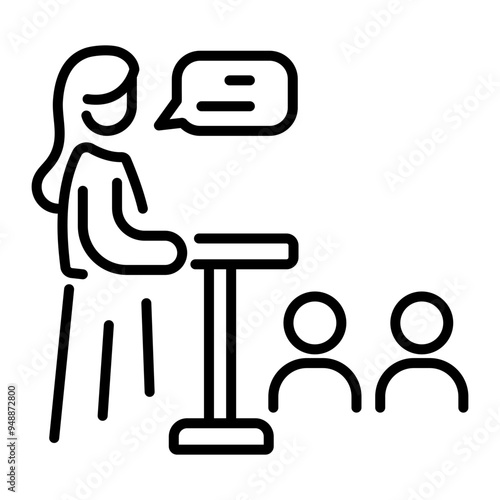 Public speaking icon in line style