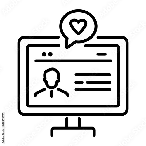 A line style icon of online dating 