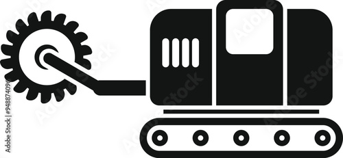 Tree stump remover machine cutting tree root icon in simple style on a white background