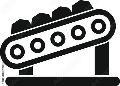 Conveyor belt transporting coal from mine icon. Simple illustration of conveyor belt transporting coal from mine vector icon for web design isolated on white background