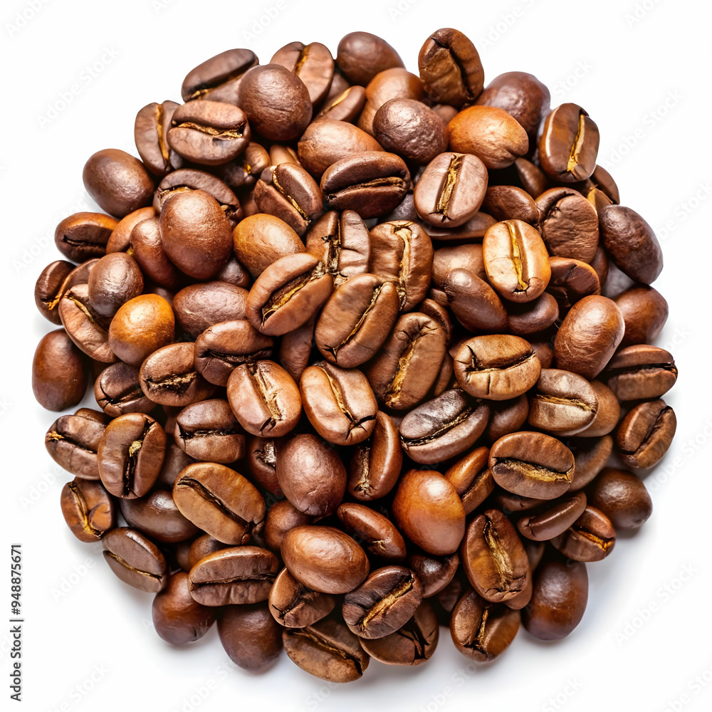 Fototapeta premium roasted coffee beans isolated in white background