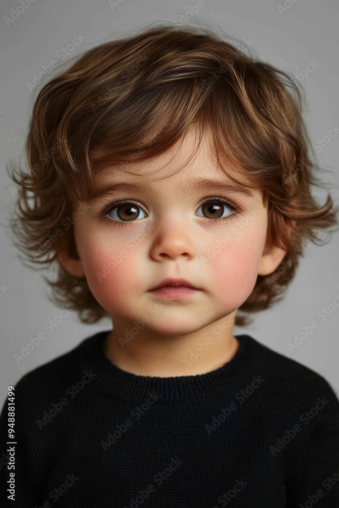 Portrait of a toddler with large, curious eyes and soft skin. Portrait of a toddler with large, curious eyes and soft skin.