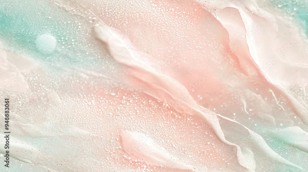 Fototapeta premium A close-up image of a blue and pink liquid with water drops on both its surface