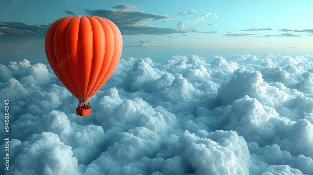 Fototapeta premium Hot Air Balloon Soaring Through Clouds