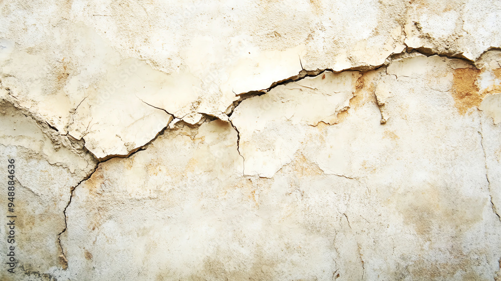 Closeup of a cracked wall in a residential home, highlighting structural damage and the need for repair, home damage, structural issues Closeup of a cracked wall in a residential home, highlighting structural damage and the need for repair, home damage, structural issues