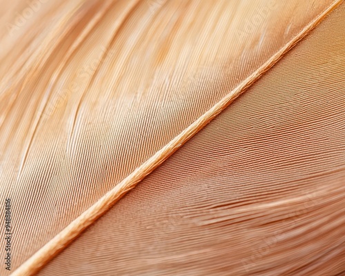 An extreme close-up showcasing the intricate details of a feather's barbs and barbules, highlighting its macro, natural structure. photo