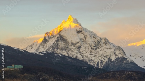 snowy mountains ushuaia end of the world argentina photo