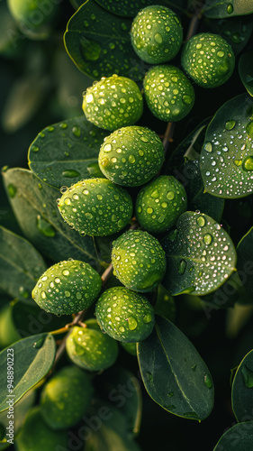 Fresh Olives on a Farm Tree