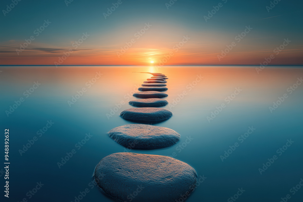 Fototapeta premium Endless Sea and Stone Path at Dawn