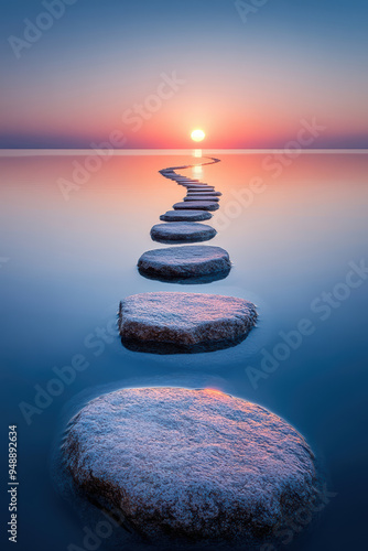 Wallpaper Mural Sunrise Over Stone Path and Sea Torontodigital.ca