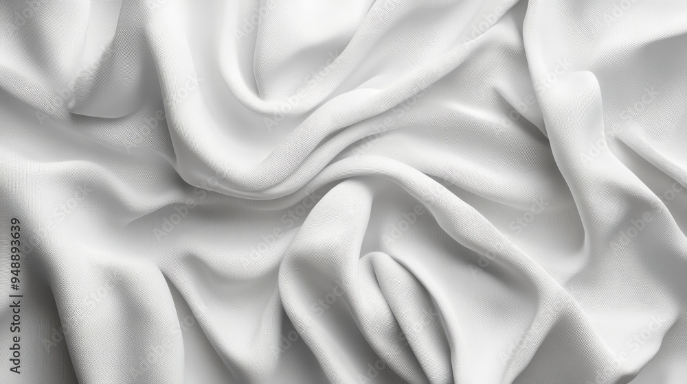 Obraz premium Illustrative background of white soft fabric. Background with white fabric with wavy layers in macro close-up.