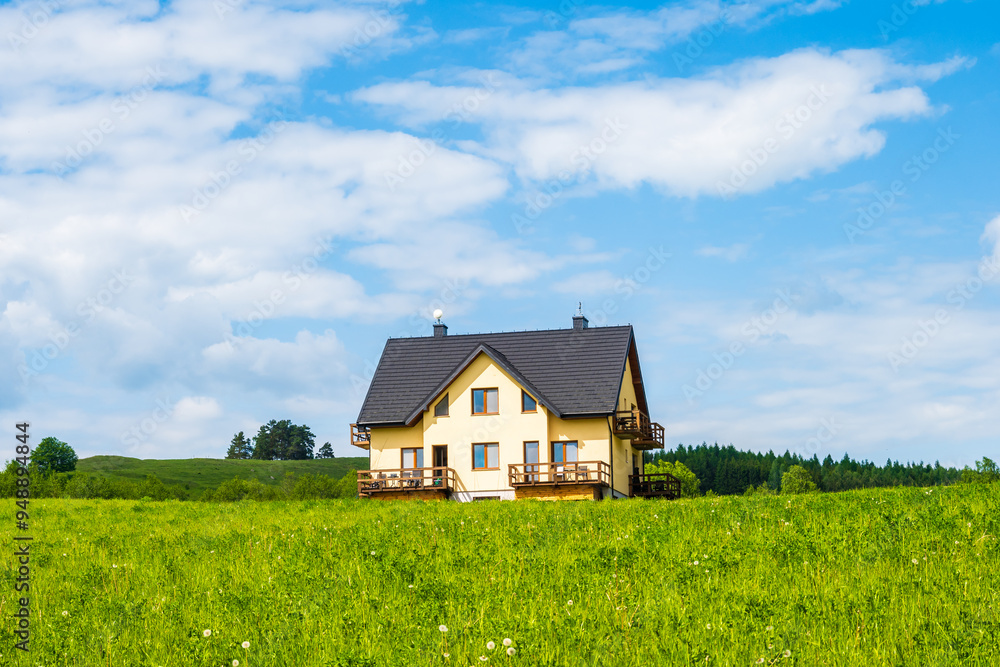 Holiday house with apartments on green meadow, Suwalski Landscape Park, Podlasie, Poland