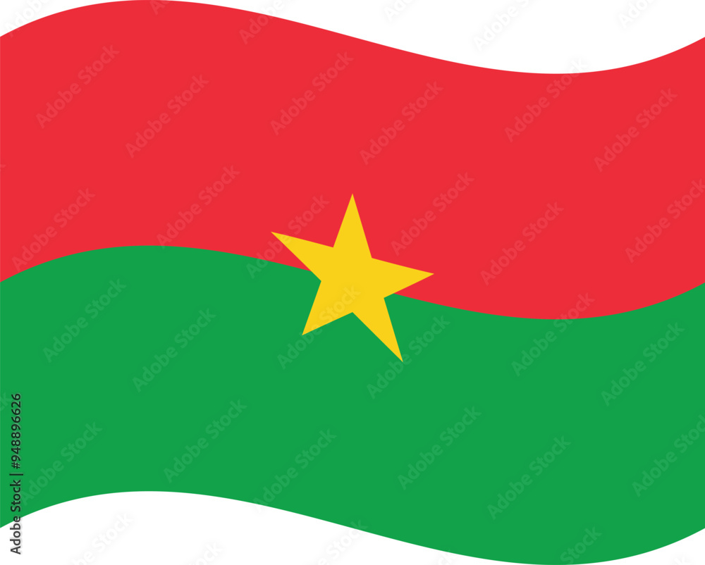 Waving Burkina Faso flag . Wavy Burkina Faso flag . Burkina Faso flag fluttering . Vector illustration Waving Burkina Faso flag . Wavy Burkina Faso flag . Burkina Faso flag fluttering . Vector illustration