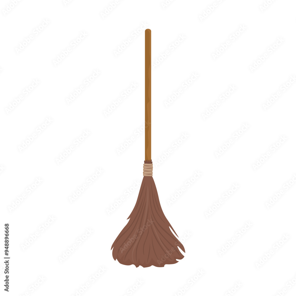 Witch broom isolated on white background. Vector cartoon illustration. Witch broom isolated on white background. Vector cartoon illustration.