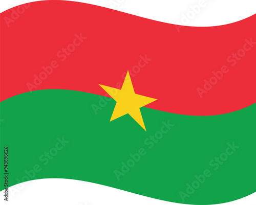 Waving Burkina Faso flag . Wavy Burkina Faso flag . Burkina Faso flag  fluttering . Vector illustration