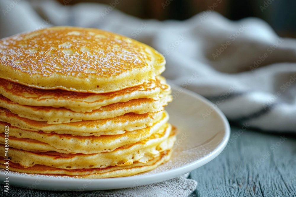 Almond Flour Pancakes. Low Carb Diet Crepes Golden Fried and Baked with Almond and Coconut Flour on White Plate Background. Ketogenic Concept with Copy Space Almond Flour Pancakes. Low Carb Diet Crepes Golden Fried and Baked with Almond and Coconut Flour on White Plate Background. Ketogenic Concept with Copy Space
