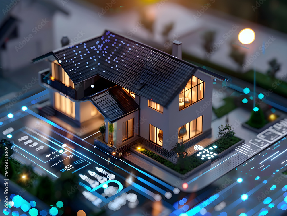 A modern smart home system with control over lights and thermostat settings. 00838 0. A modern smart home system with control over lights and thermostat settings. 00838 0.