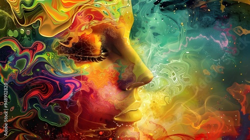 Abstract Portrait of a Woman in Vibrant Colors