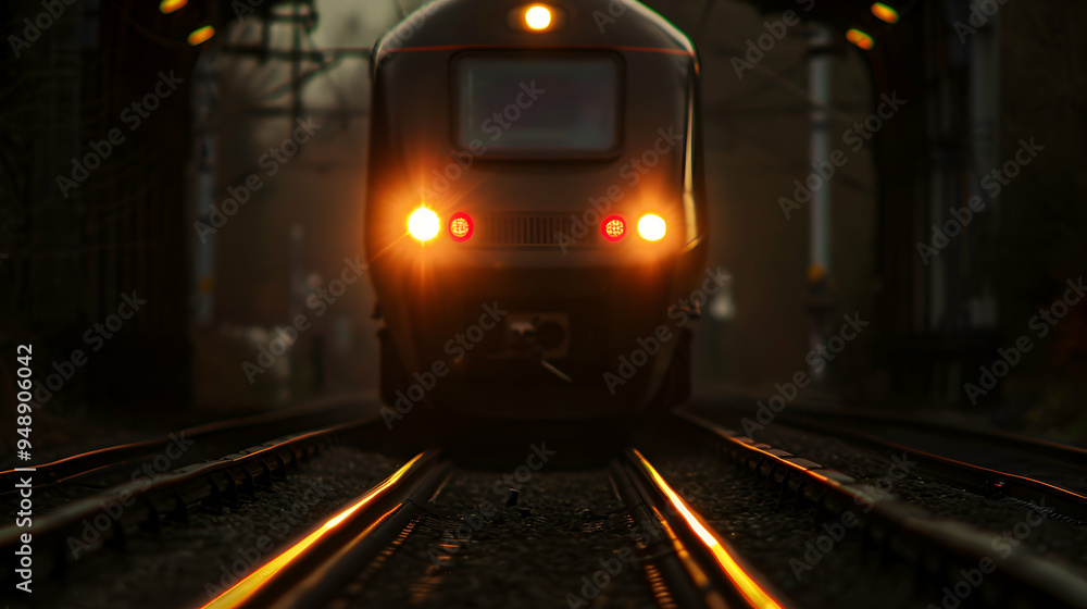 Naklejka premium Train Coming Down The Tracks Station