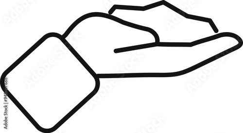 Businessman hand holding invisible object outline icon