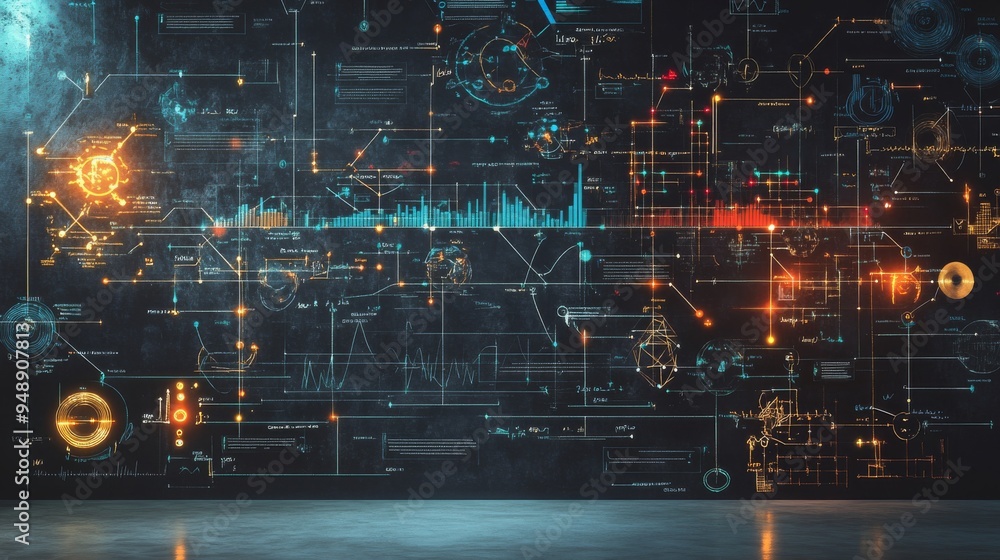 Futuristic Tech Interface on a Blackboard. Futuristic Tech Interface on a Blackboard.