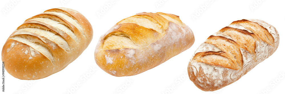Freshly baked artisanal bread loaves with crusty tops and sliced designs Freshly baked artisanal bread loaves with crusty tops and sliced designs