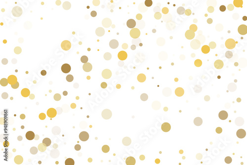 Golden glitter confetti on a white background. Illustration of a drop of shiny particles. Decorative element. Luxury background for your design, cards, invitations, gift, vip.