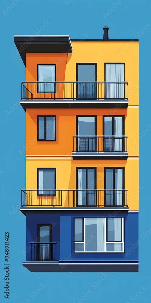 Modern Colorful Apartment Building Illustration Modern Colorful Apartment Building Illustration