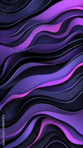 Gradient Shapes Black and Purple, Abstract Image, Texture, Pattern, Wallpaper, Cover and Screen for Smartphone, PC, Laptop, 9:16 and 16:9 Format